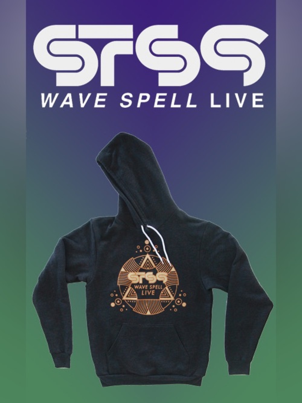 STS9 🆕 charcoal Hoodie with Tan Geometric 'Wave Spell Live' Graphic unisex sz S